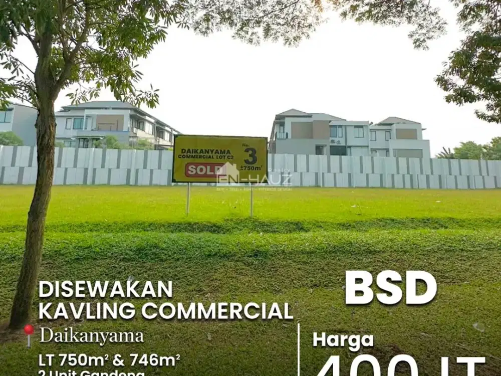 Disewakan 2 Lot Kavling Commercial gandeng di BSD harga sewa di bawah harga pasar