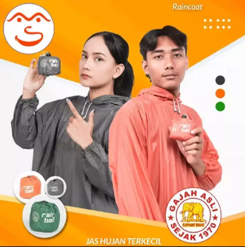 Jas hujan ponco lengan Rainball elephand brand