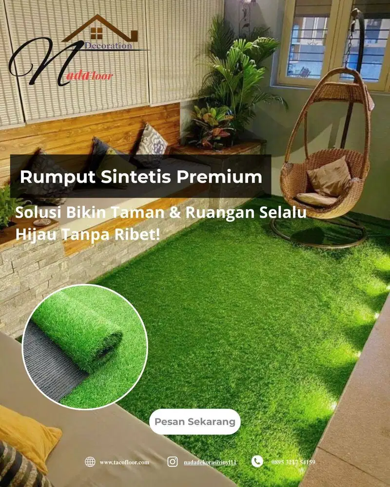 Rumput Sintetis Tebal & Awet | Karpet Rumput Hias Taman, Lapangan