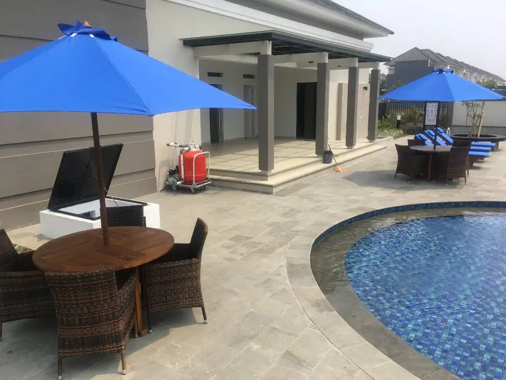 BS SET MEJA PAYUNG TAMAN ROTAN SINTETIS BOGOR