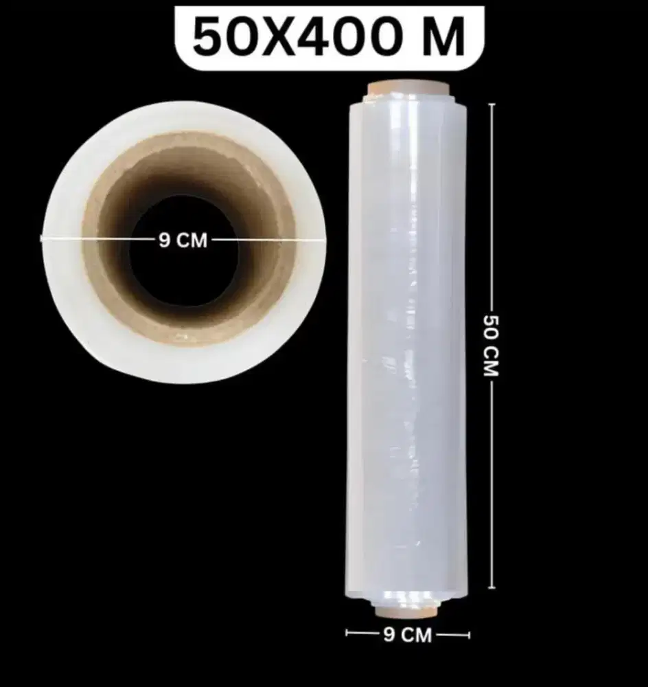 Stretch film plastik wrapping 50 cm x 400 m per dus isi 6 gulung