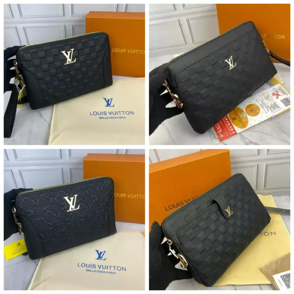 CLUTCH BAG lv Pria Pouch black leather
