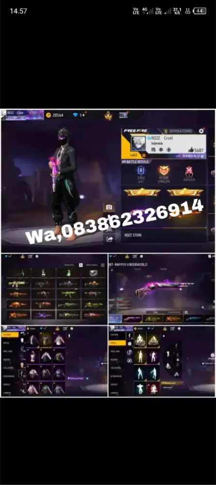 Jual akun ff spek GG murah di jamin aman dan Terpercaya