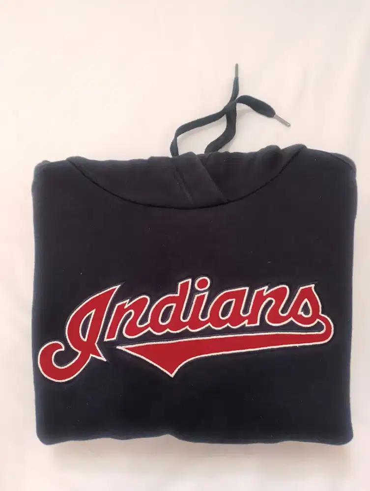 Jaket Hoodie MLB Indians Navy