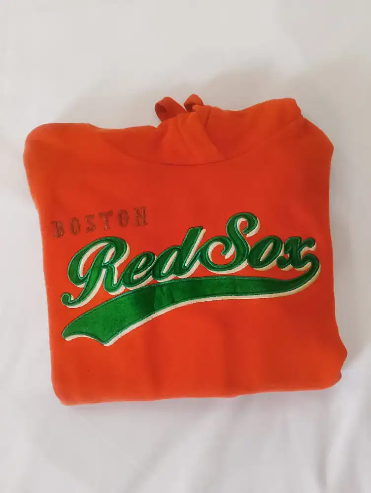 Jaket Hoodie MLB Redsox Orange