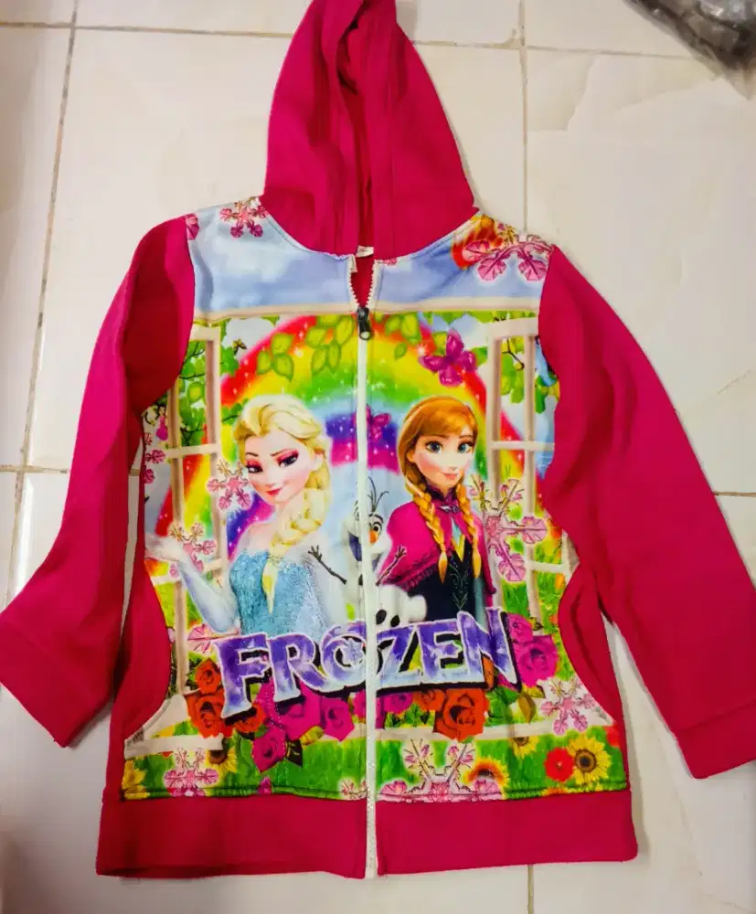 Jaket Hoodie anak perempuan motif Frozen