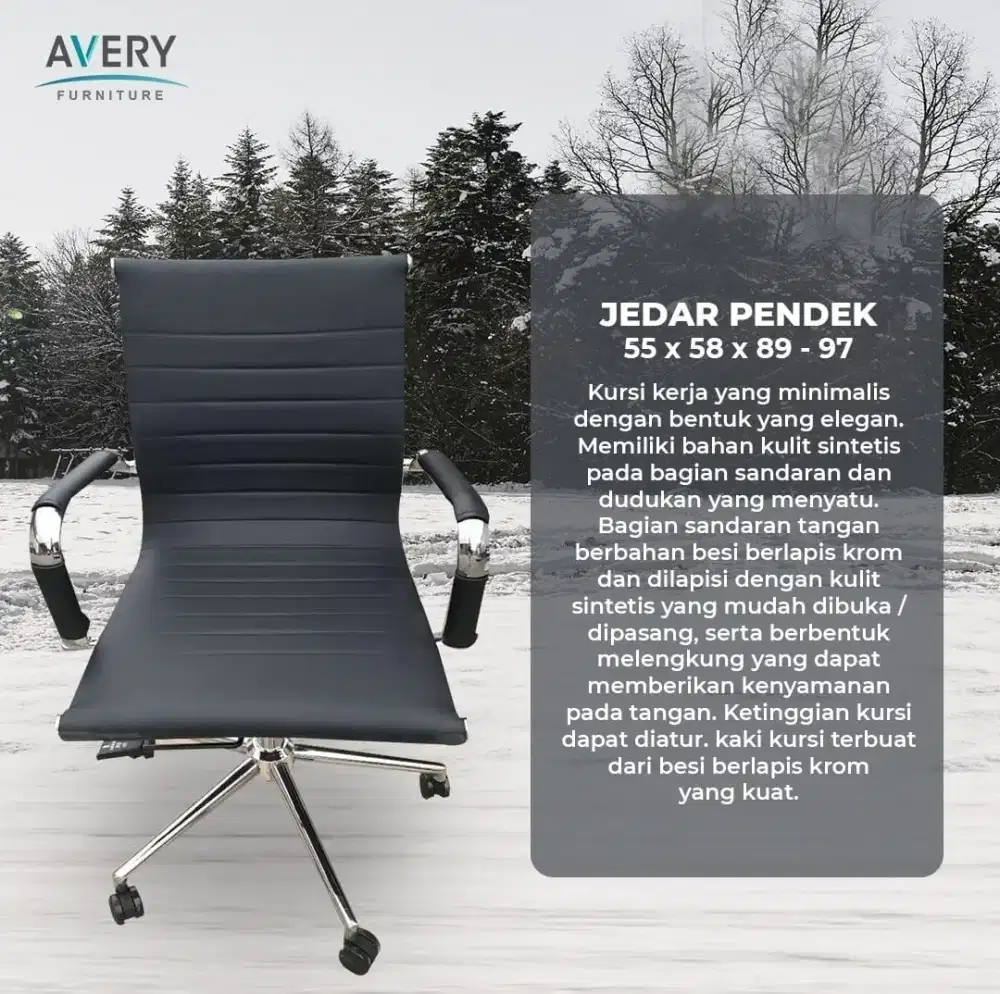 Kursi Staf Hidrolik Avery Jedar Pendek