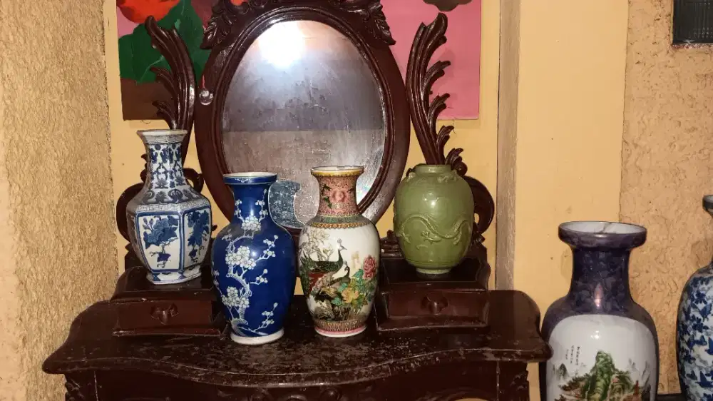 Meja rias asli kayu jati