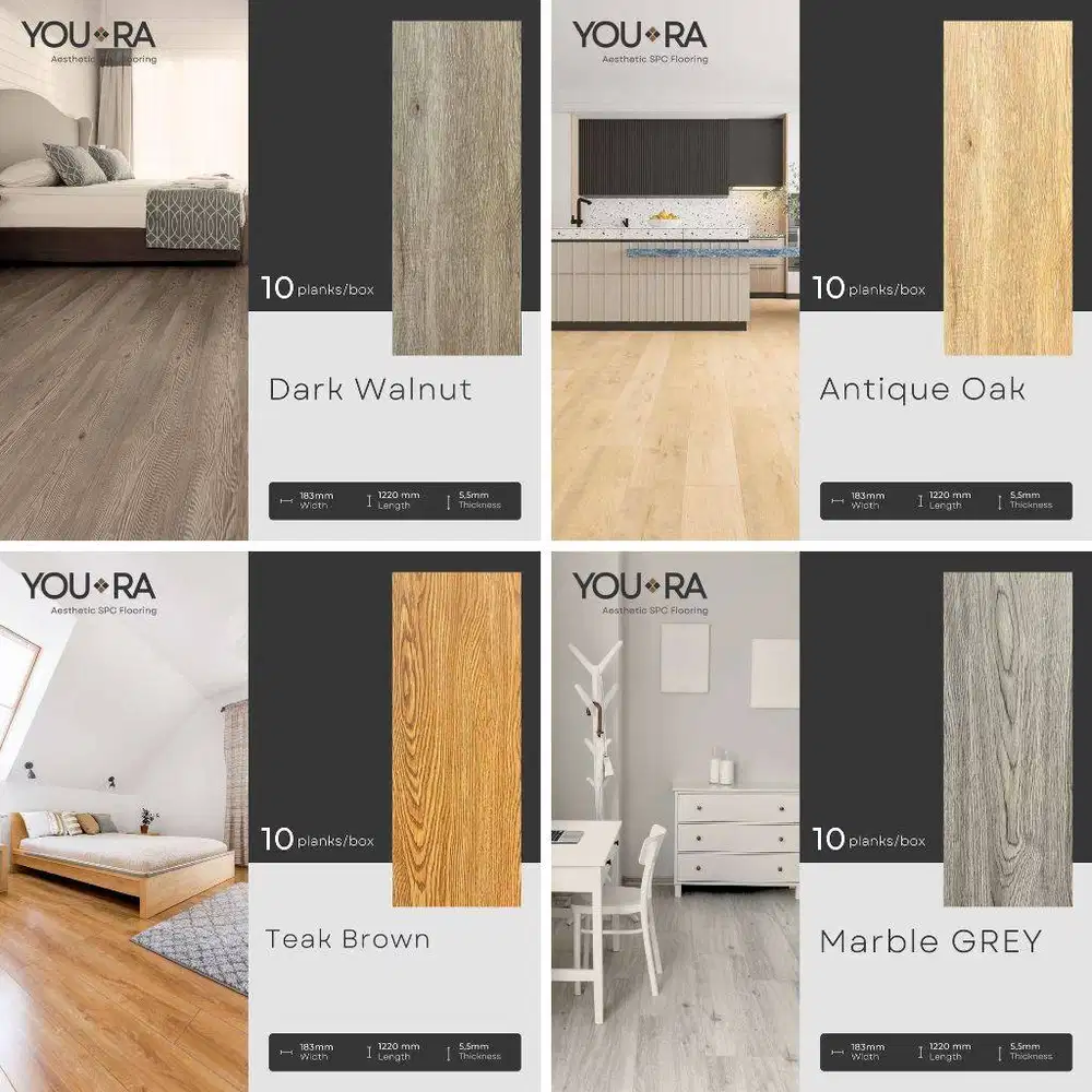 Lantai SPC Youra 5,5mm + IXPE | Anti Air, Anti Slip, Tahan Lama – Moti