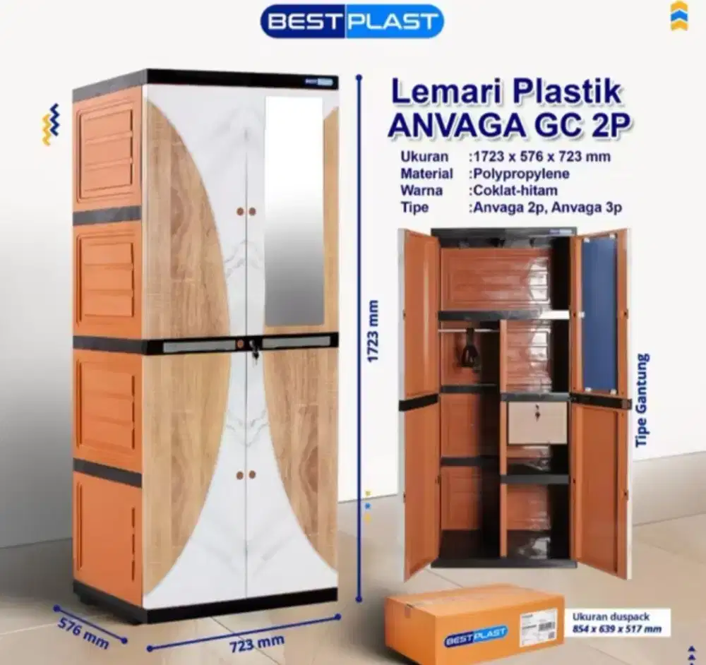Lemari Plastik Bestplast 2 Pintu+Gantungan Murah Area Jogja(ars)
