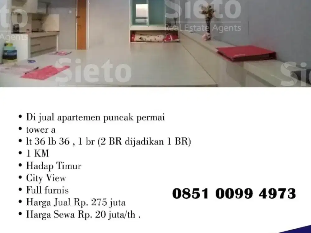 PROMO  Dijual Apartemen Puncak Puncak Permai Tower A