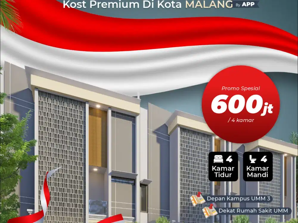 Dijual Rumah Kos Premium 4 Kamar Sebelah Fakultas Kedokteran UMM