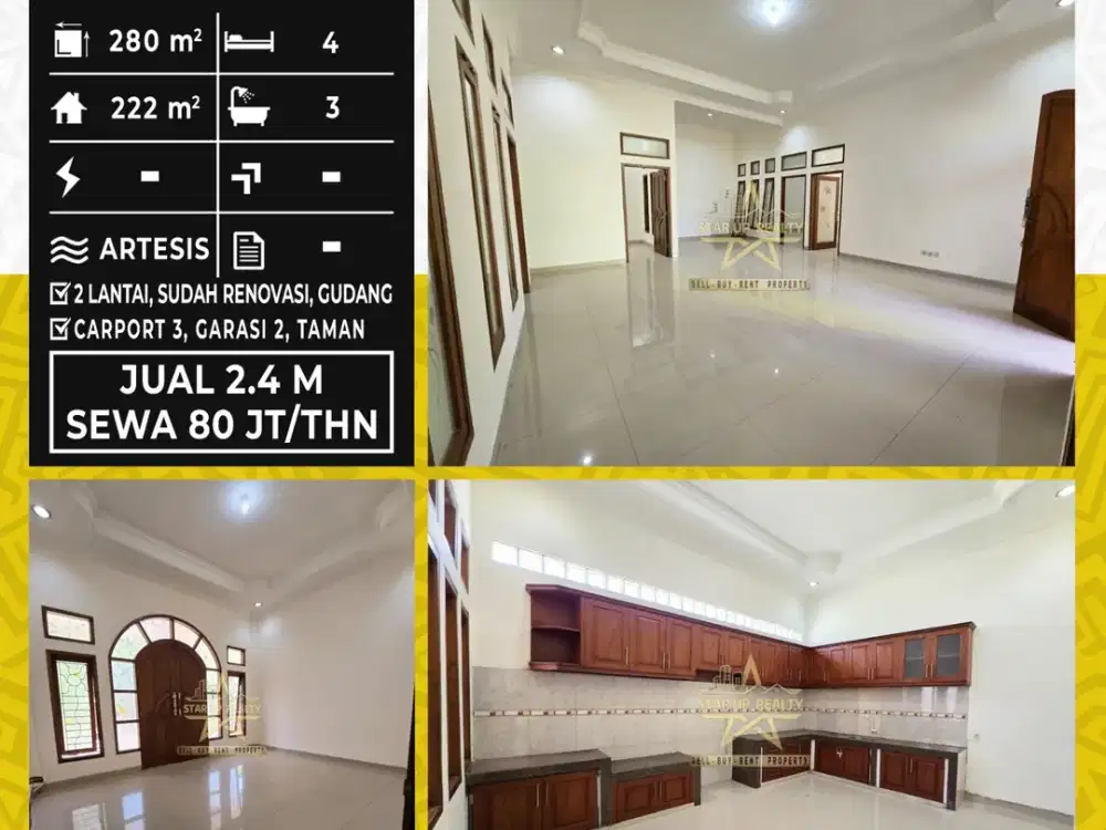 80jt per th Disewakan Rumah kembar sriwijaya / Dijual 2,4 M lt280/ 222