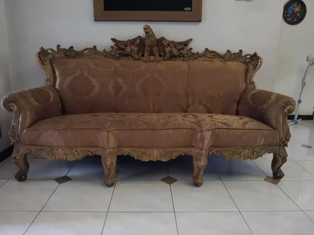 Jual kursi sofa jati ukir panjang 2 M