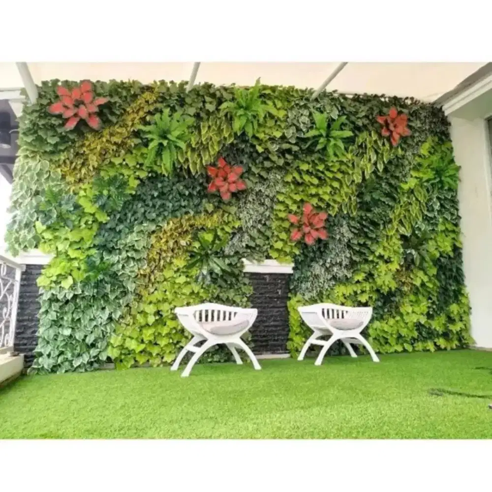 Vertikal garden artificial - taman indoor low maintenance