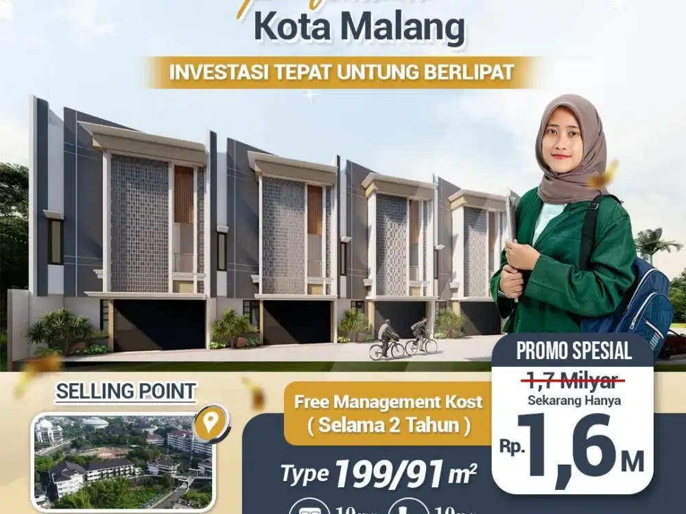 RUMAH KOS PREMIUM 10 KAMAR KOTA MALANG DEPAN KAMPUS UMM