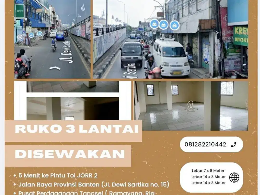 Ruko 2.5 lantai disewakan Pasar Ciputat