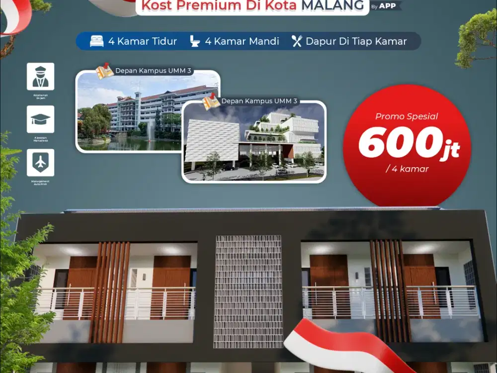 KAMAR KOS FREE MANAJEMEN 600 JUTA DEPAN KAMPUS UMM DAN KOTA MALANG