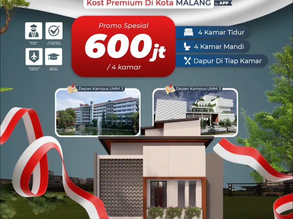 KAMAR KOS 600 JUTA KOTA MALANG DEKAT KAMPUS UNIBRAW DAN UMM