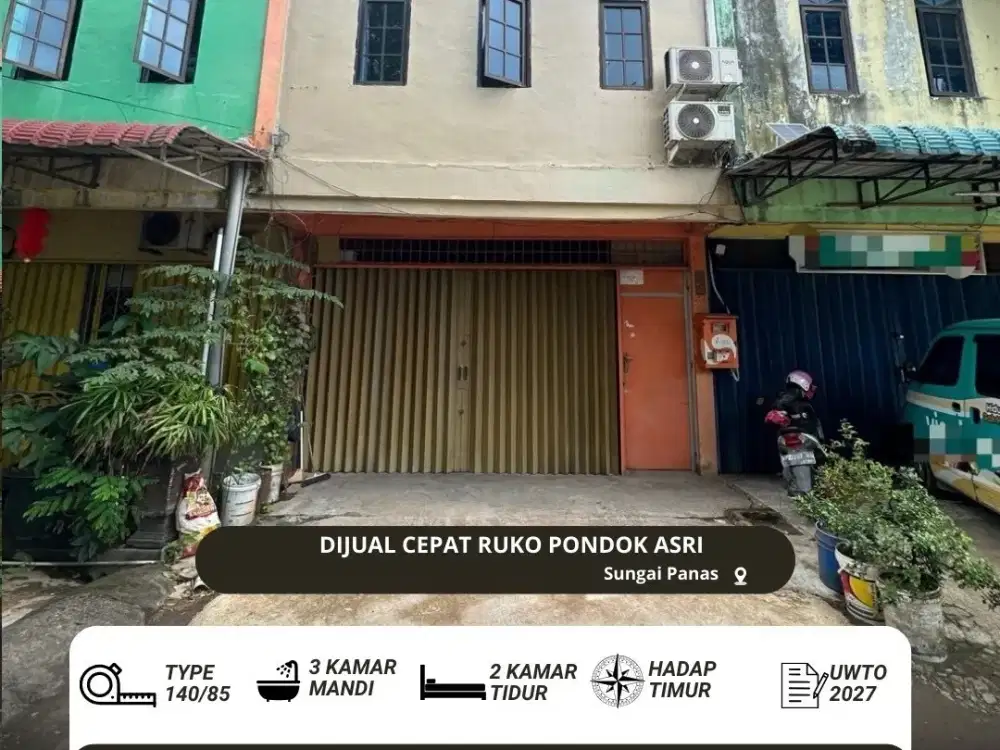 Dijual ruko 2 lantai pondok asri sungai panas batam