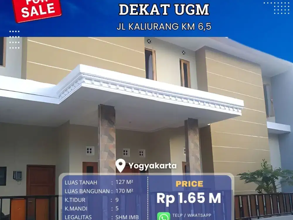 Jual Cepat! Kost 9 Kamar Strategis Dekat UGM, Peluang Investasi Emas