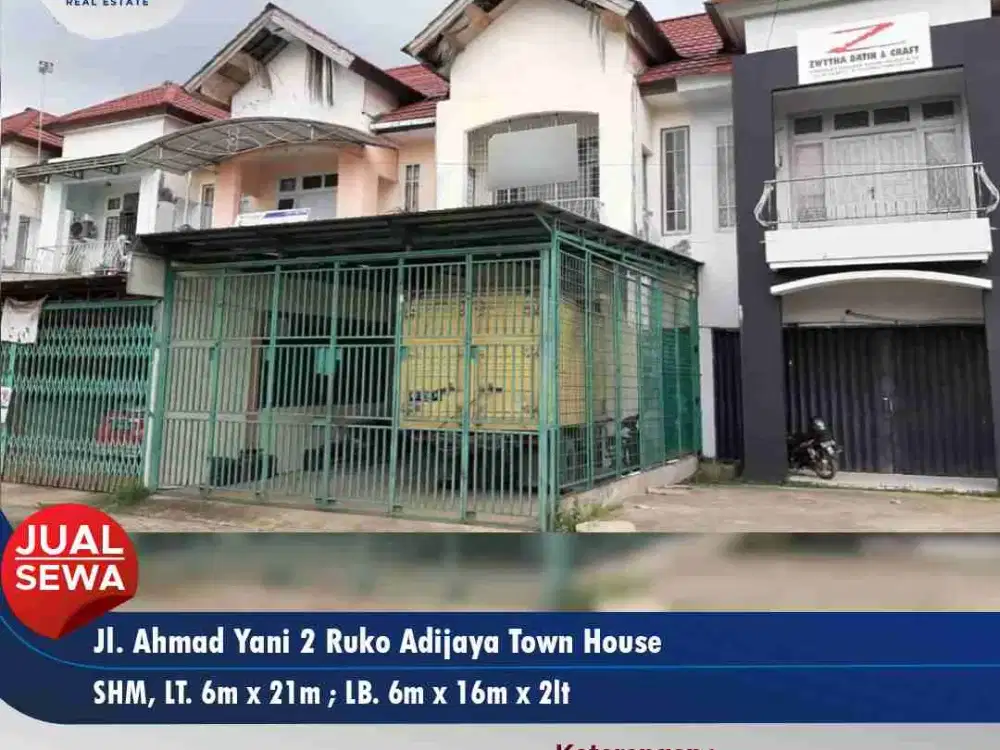 Dijual / Disewakan ruko 2lt full keramik, pinggir jalan Arteri Supadio