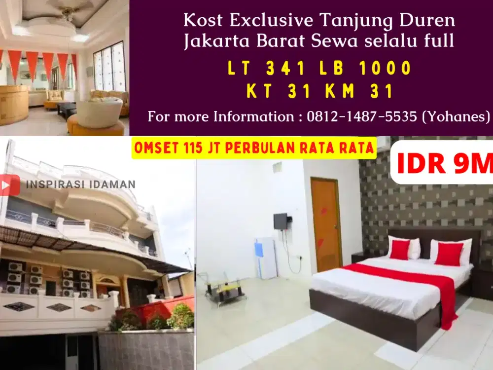 Kost Exclusive Tanjung Duren Jakarta Barat Sewa selalu full