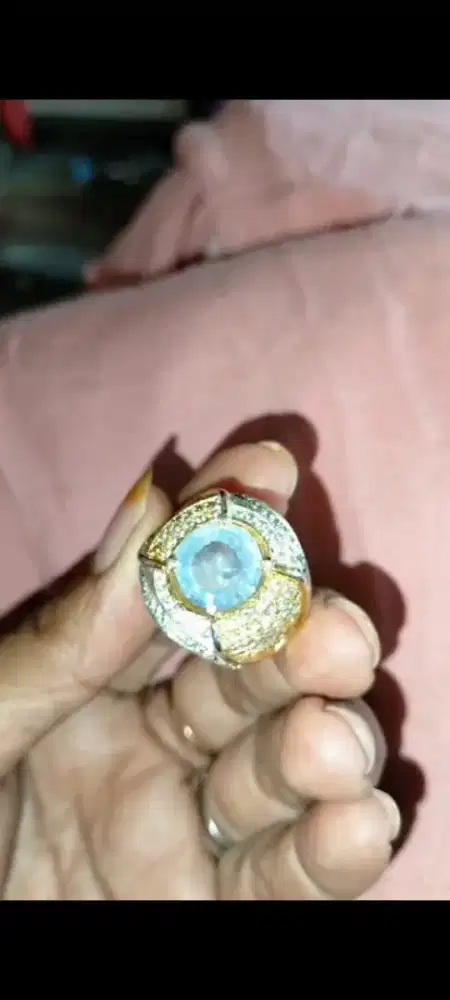 Batu Permata Blue Safir Srilangka Kristal Bersih, Ring Perak Mewah