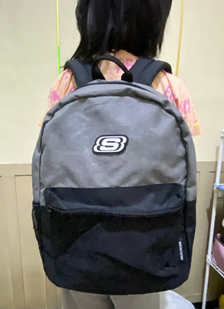 Tas ransel backpack skechers abu abu hitam new ori