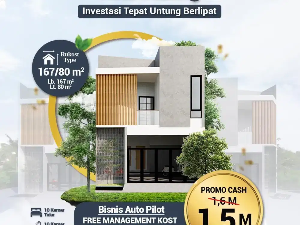 RUMAH KOS 10 KT & 10 KM DEPAN UMM KOTA MALANG FREE MANAJEMEN