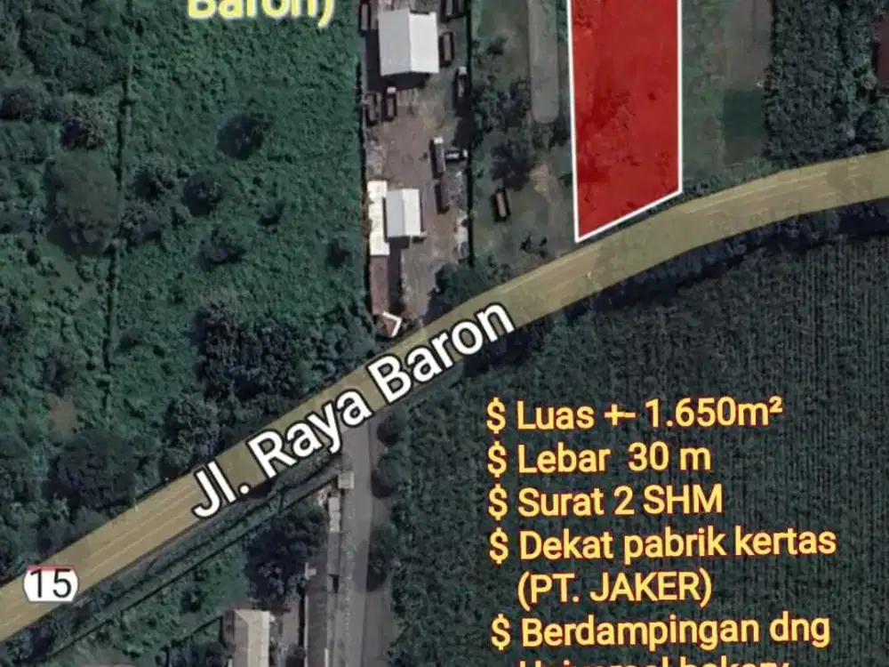 Dijual tanah Nol jln propinsi Kertosono - Nganjuk( Jl Raya Baron)