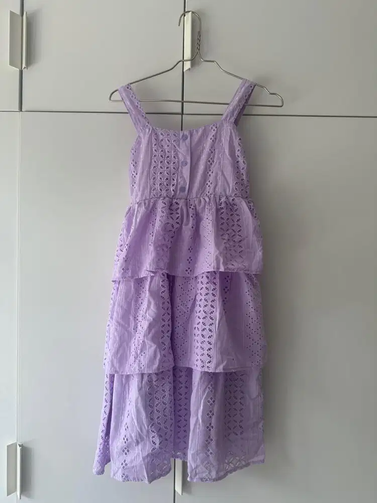 [PRELOVED] dress lilac embroidery anak