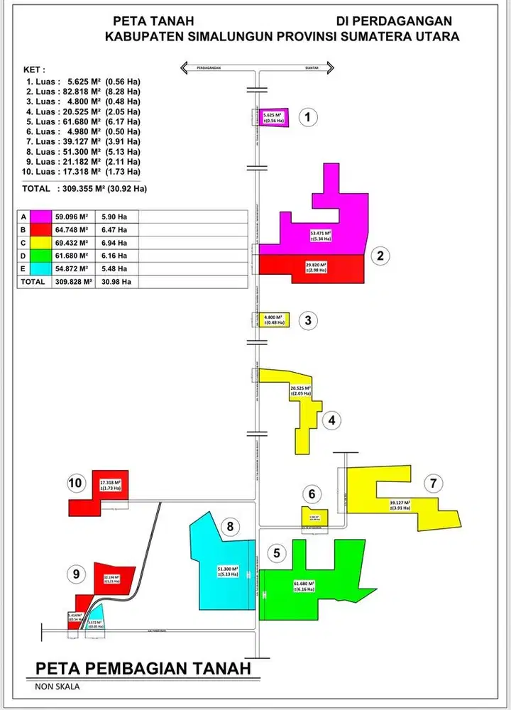 PERDAGANGAN / SIANTAR 30 HA DIPECAH UTK PERUMAHAN (HARGA PER HEKTAR)