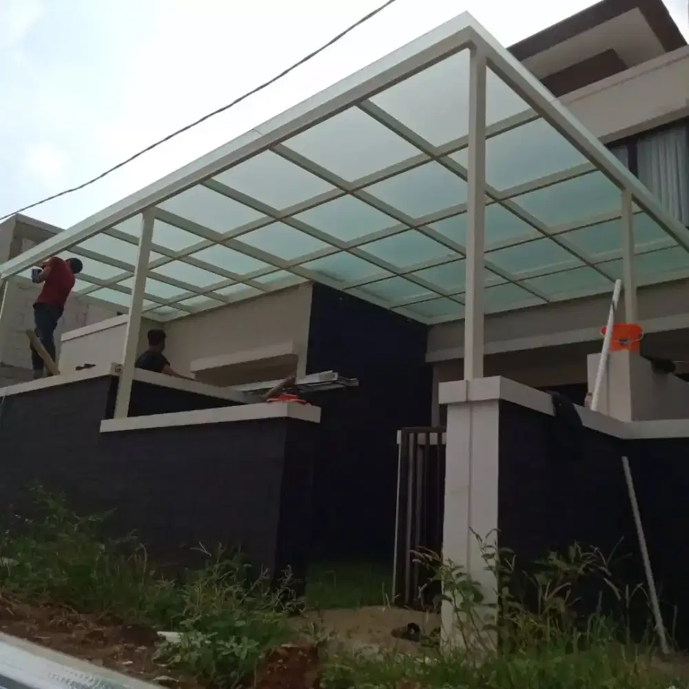 Kanopi kaca tempered glass & canopy solarflat minimalis