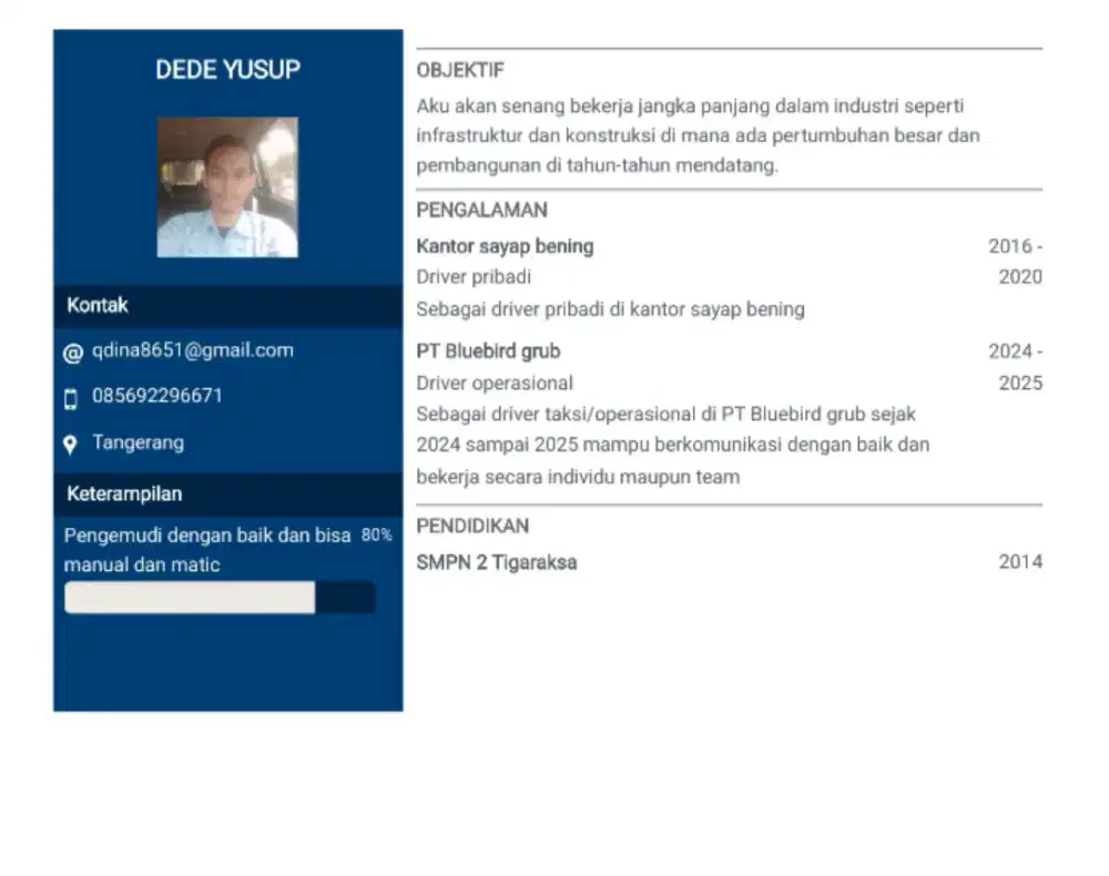 Cari kerja supir/driver pribadi atau kantor
