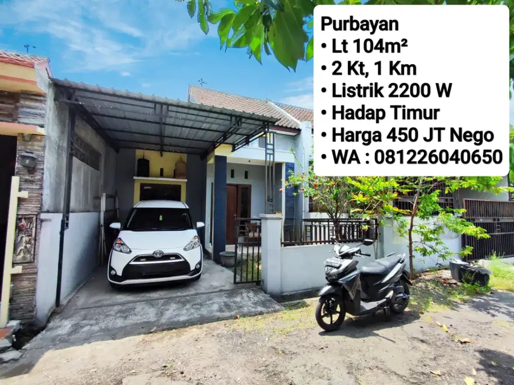 Jual Rumah Di Perum Cluster Purbayan, Gentan, Dekat Laweyan, Purwosari
