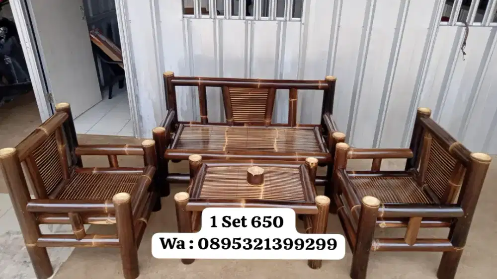 Stelan Kursi Bambu Hitam