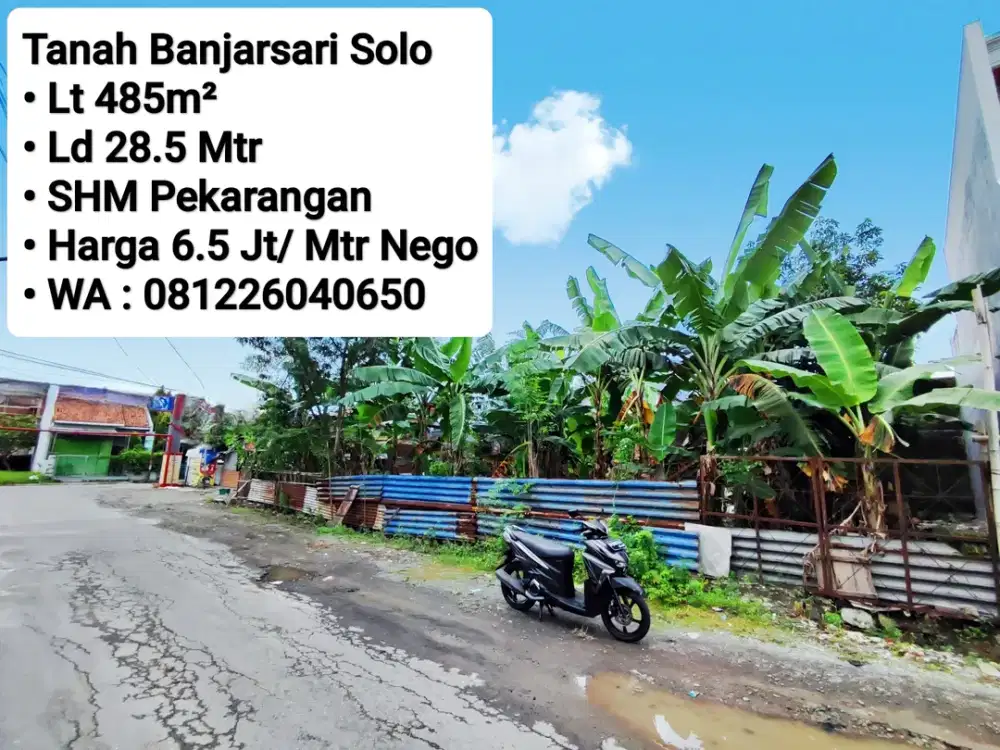 Jual Tanah Cocok Untuk Rumah Dan Ruko Area Premium Banjarsari Solo