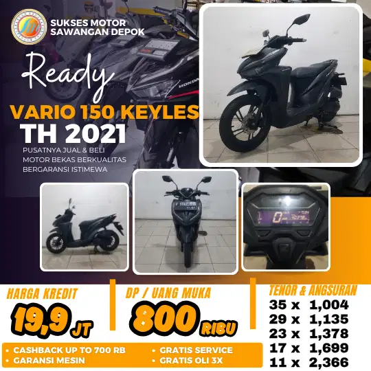 PROMO CASH KREDIT HONDA NEW VARIO 150 KEYLES TH 2021 MULUS BERGARANSI
