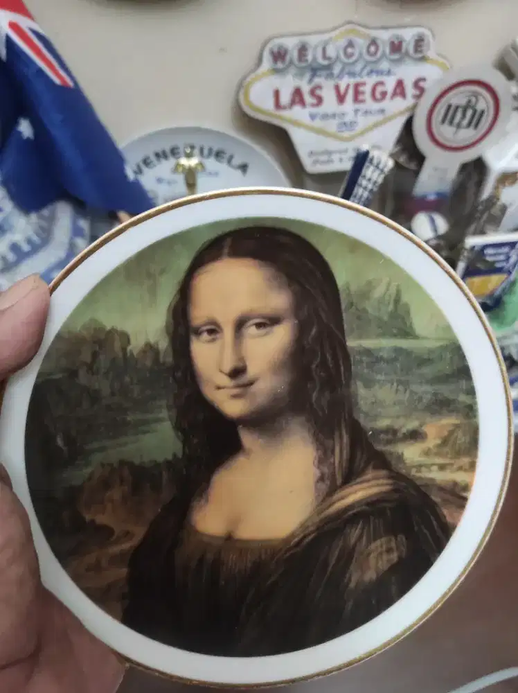Dekorasi kantor piring keramik motif Monalisa by Leonardo d Vinci