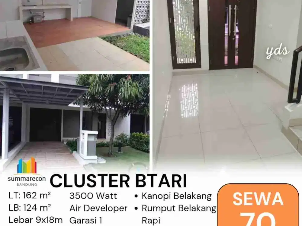 Sewa Rumah Cluster Btari Summarecon Bandung
