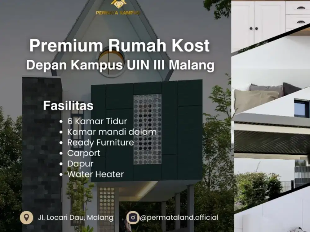 dijual rumah kos depan universitas islam negeri malang