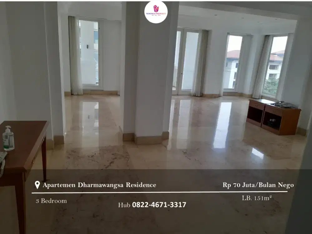 Disewakan Apartement Dharmawangsa 3 Bedrooms Semi Furnished