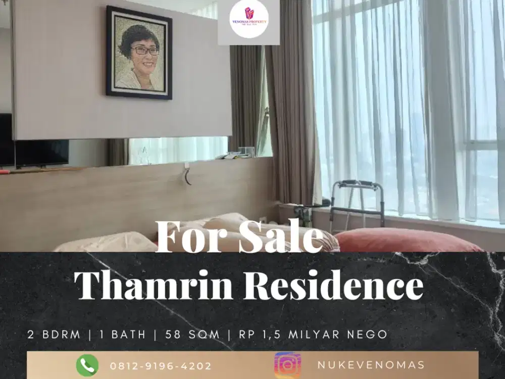 Dijual Apartement Thamrin Residence 2 BR Furnished Bagus View Barat