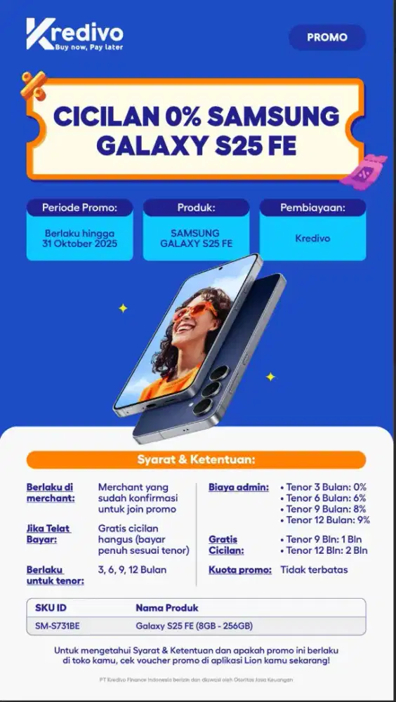 Promo gratis cicilan hingga 2 bulan Samsung S25 FE