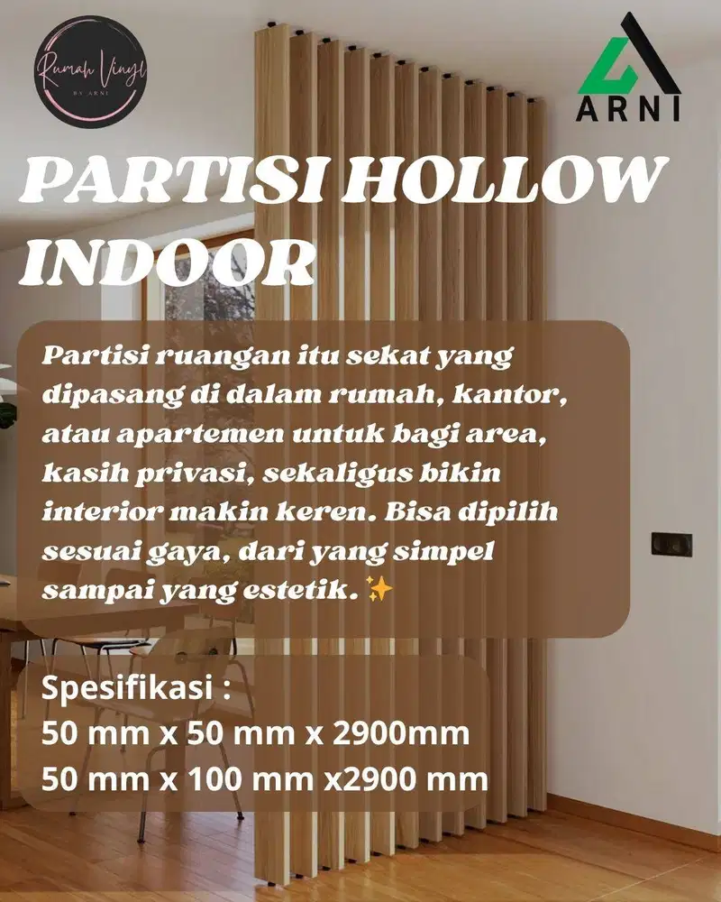 PVC Hollow Partisi | Pembatas Ruangan PVC | Timber Tube Indoor PVC | P
