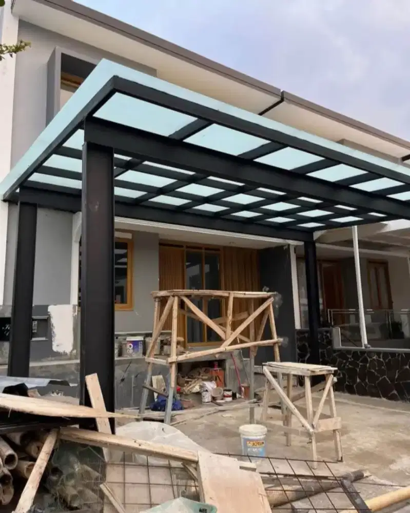 Kanopi atap kaca rangka besi holloh galpanis