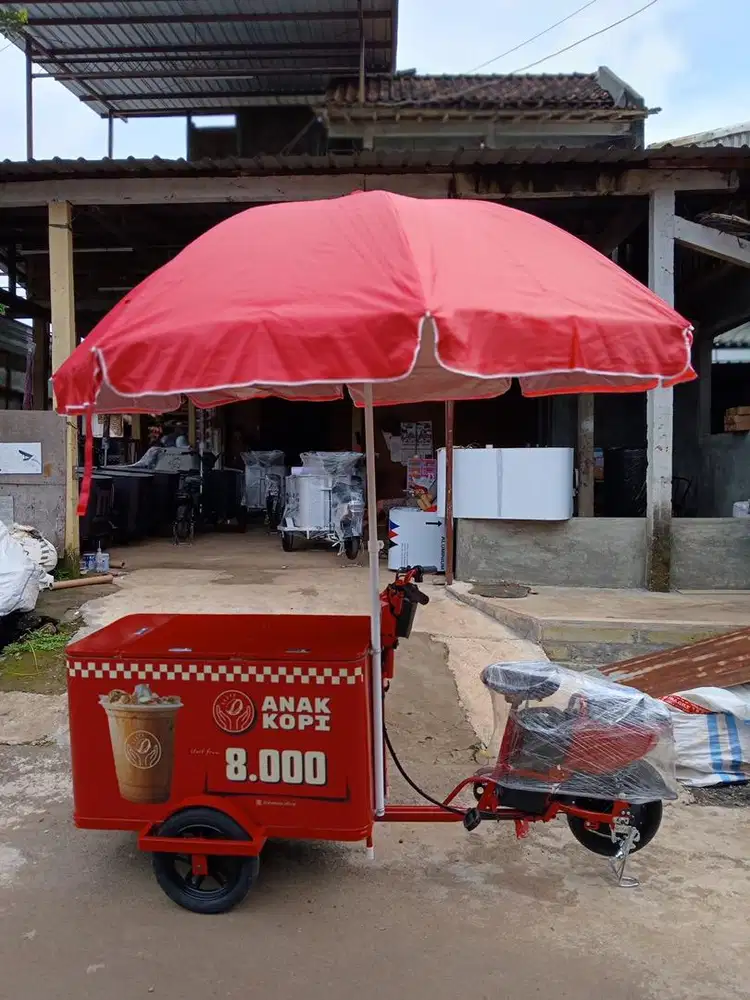 DIJUAL GEROBAK SEPEDA LISTRIK KOPI KELILING JUMBO