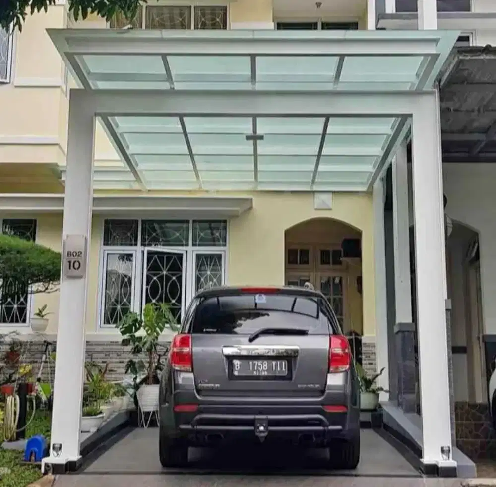 Kanopi atap kaca rangka besi holloh galpanis