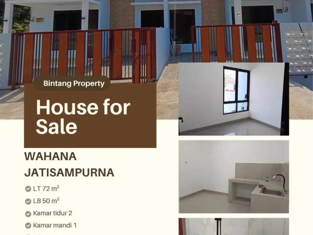 RUMAH BARU DI JATISAMPURNA BEKASI DEKAT TOL CIBUBUR TANPA DP !